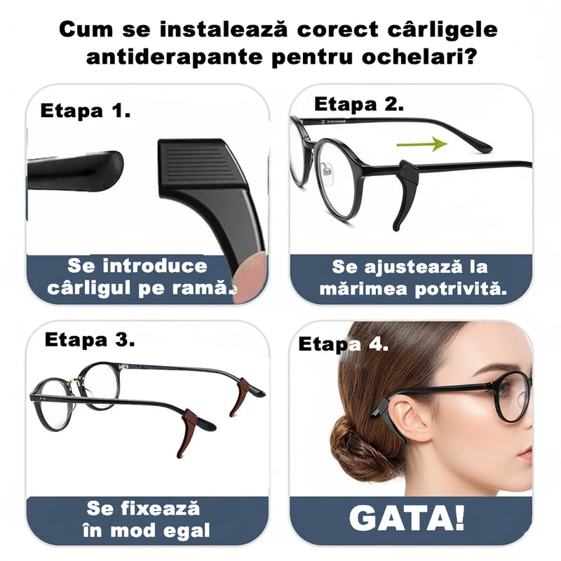Carlige Antiderapante pentru Ochelari 4 perechi
