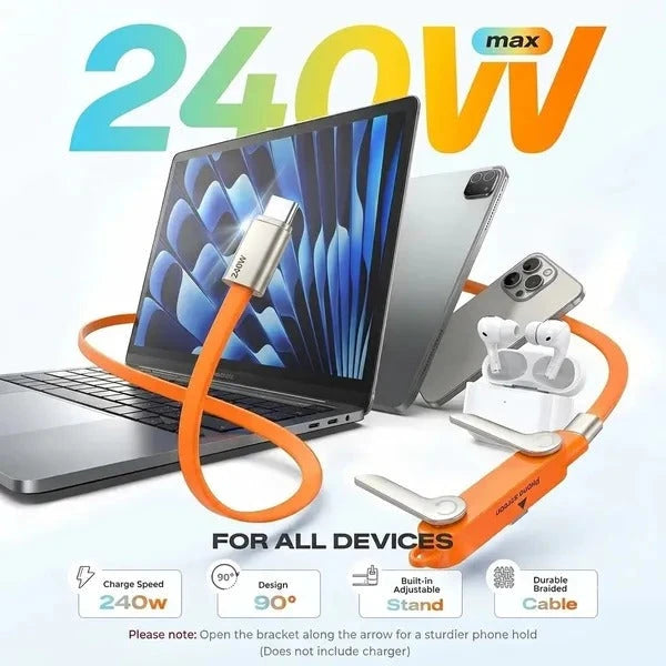Cablu de încărcare rapidă 240W cu suport pliabil