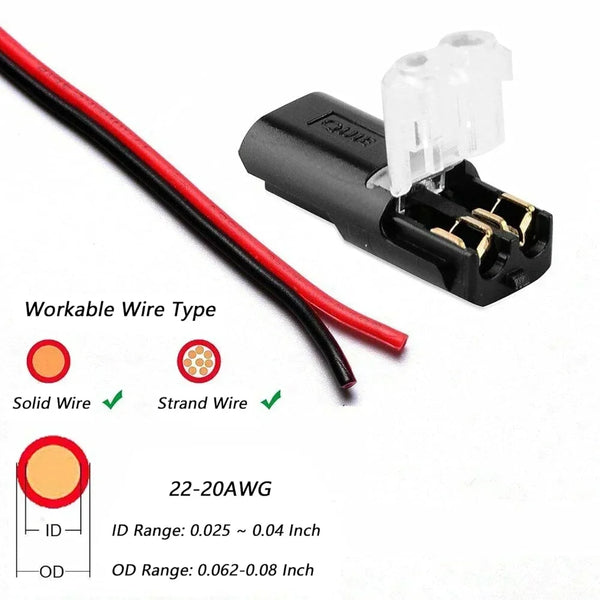 Set 50 Conectori Rapizi Reutilizabili 2-Pini pentru Fire Electrice, 18-22 AWG, 9A