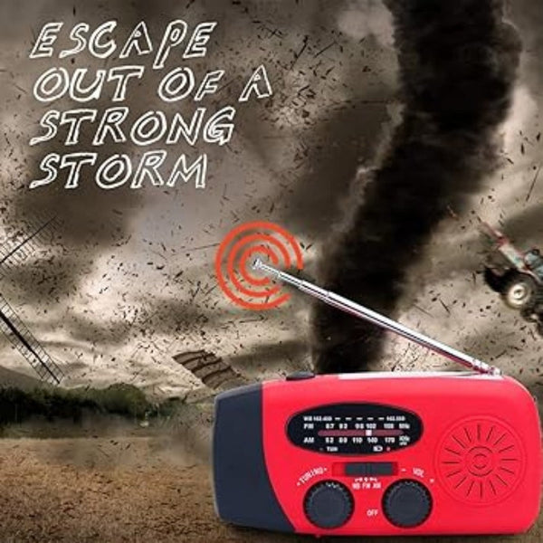 Radio Portabil pentru Camping – FM/AM, Lampă LED, Manivelă,
