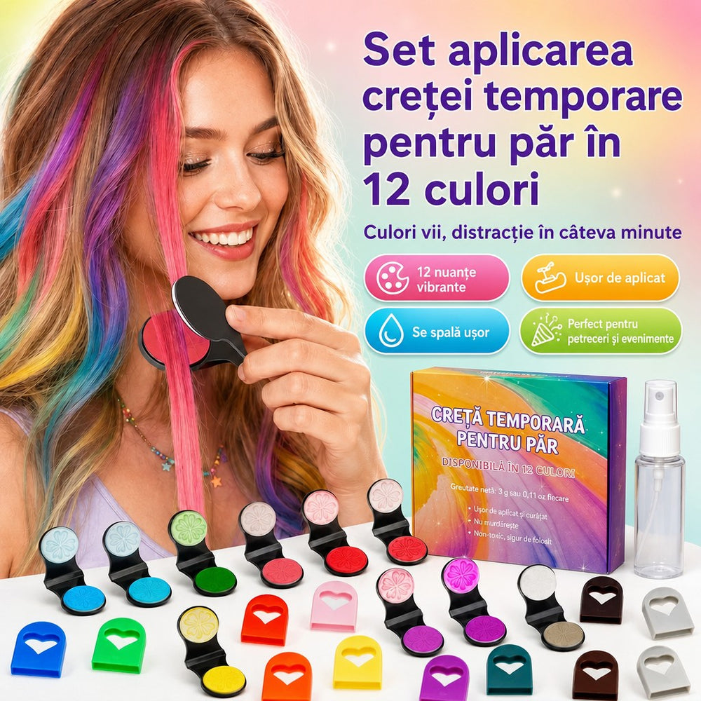 Set aplicatoare cretă colorată de păr