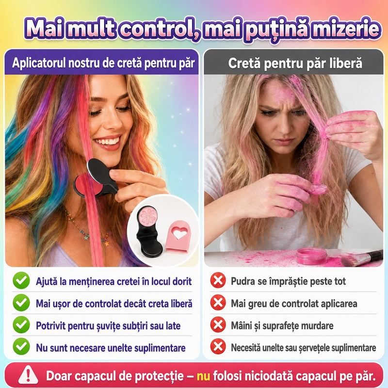 Set aplicatoare cretă colorată de păr