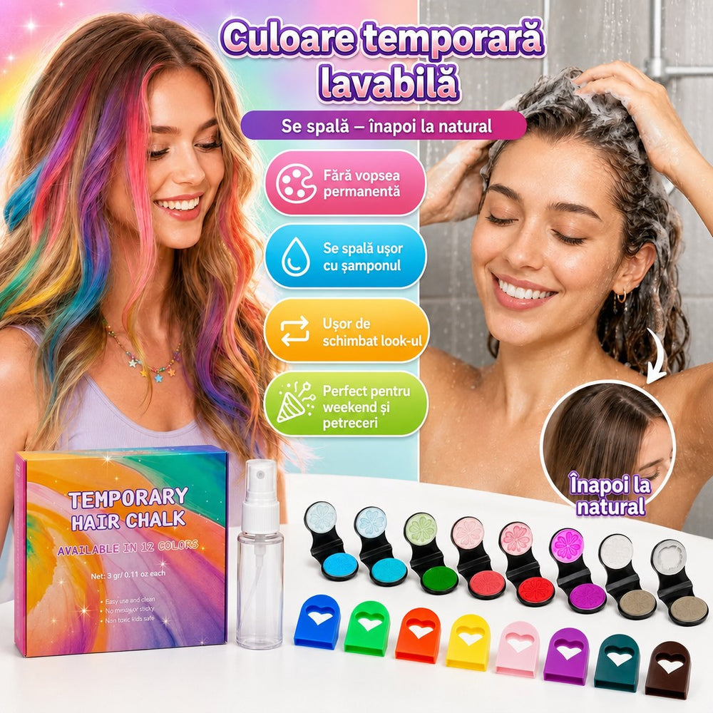 Set aplicatoare cretă colorată de păr