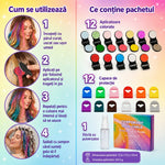 Set aplicatoare cretă colorată de păr