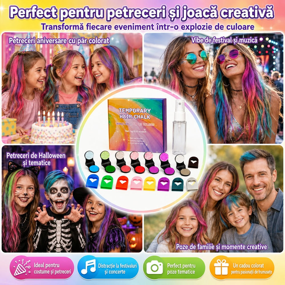 Set aplicatoare cretă colorată de păr