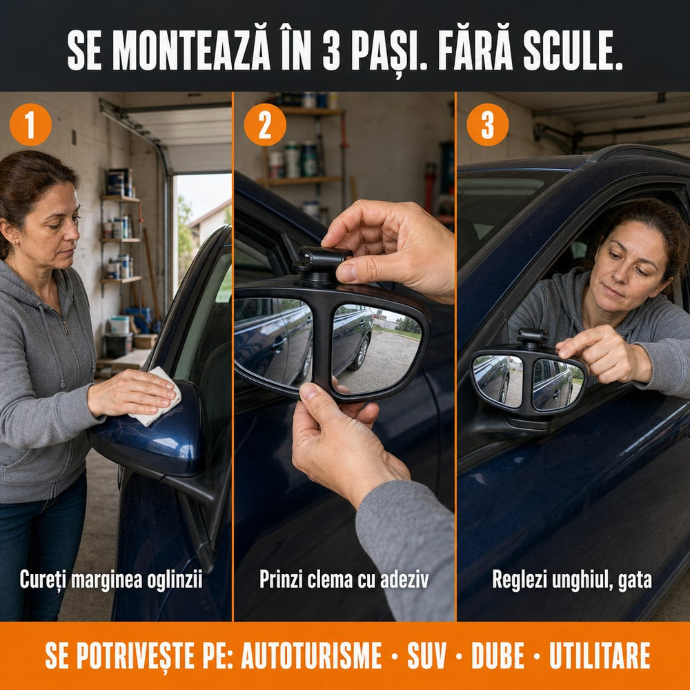 set Oglindă auto, vezi roțile și bordura când parchezi