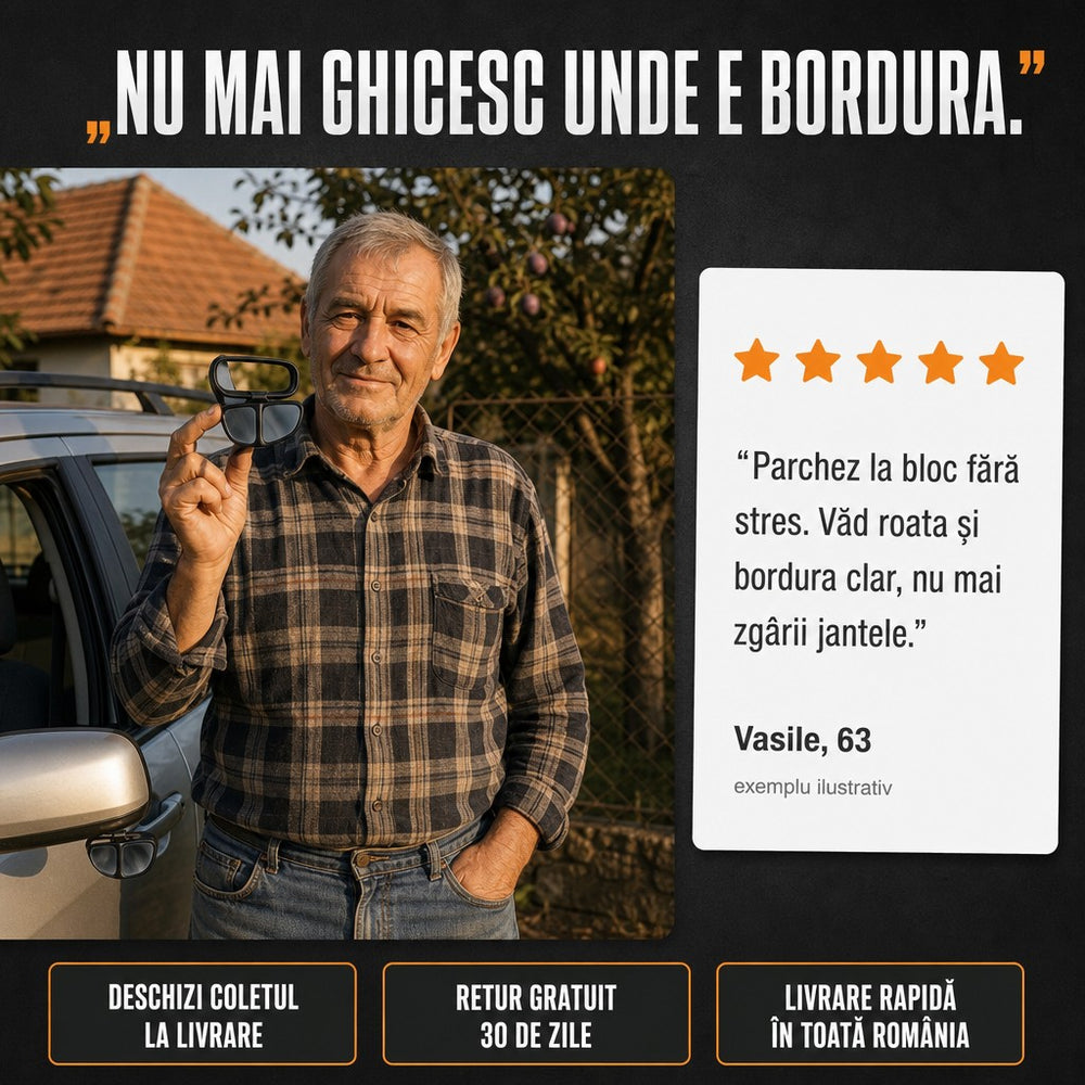 set Oglindă auto, vezi roțile și bordura când parchezi