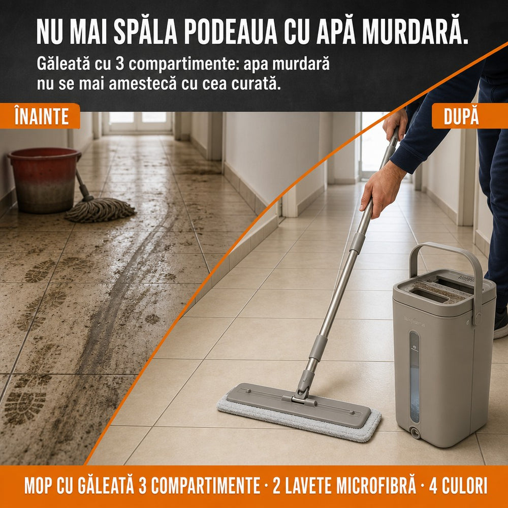 Mop cu găleată 3 compartimente