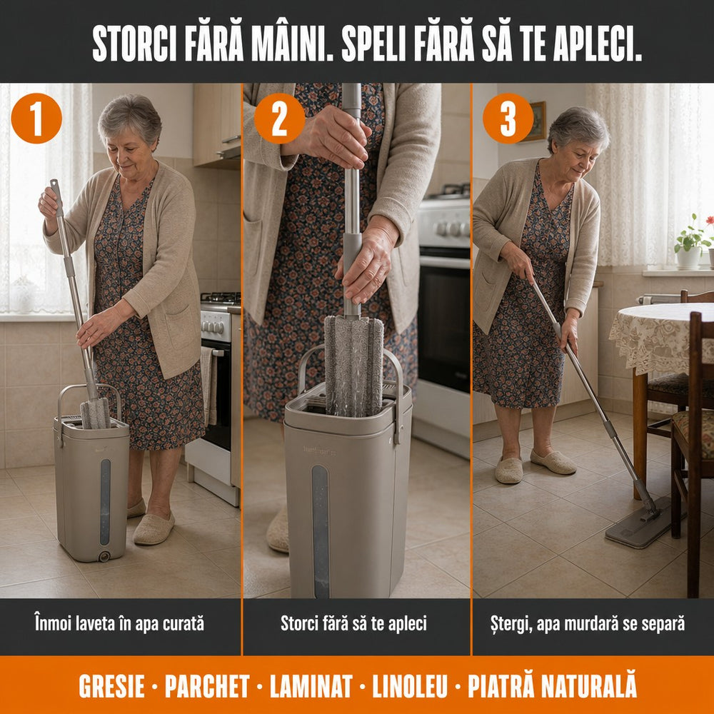 Mop cu găleată 3 compartimente