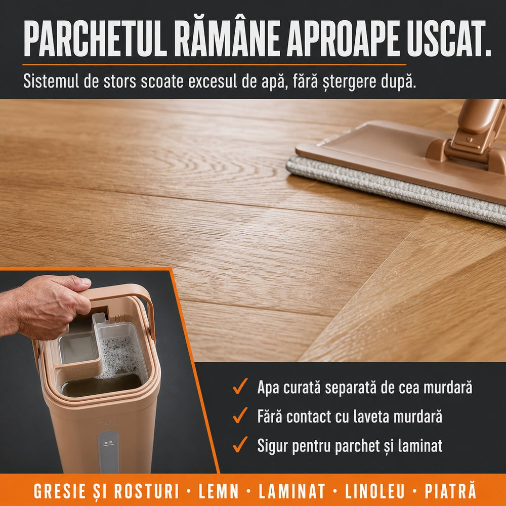 Mop cu găleată 3 compartimente