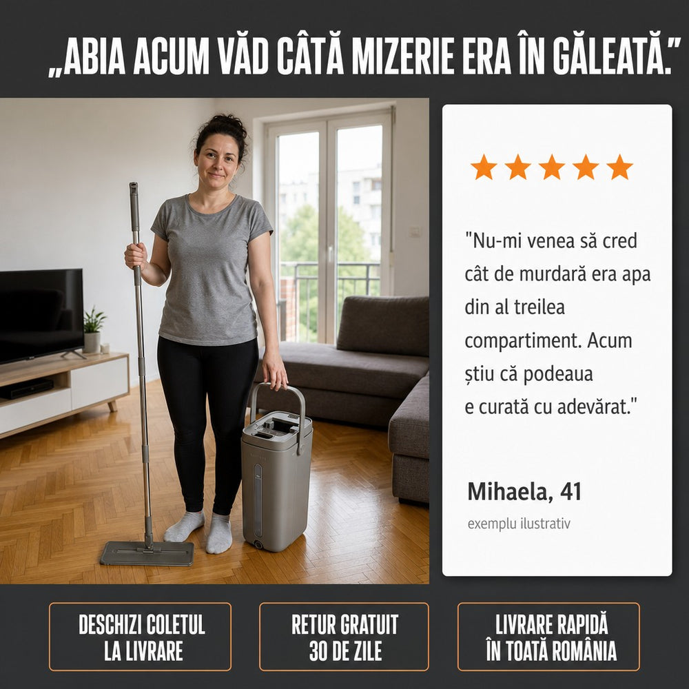 Mop cu găleată 3 compartimente