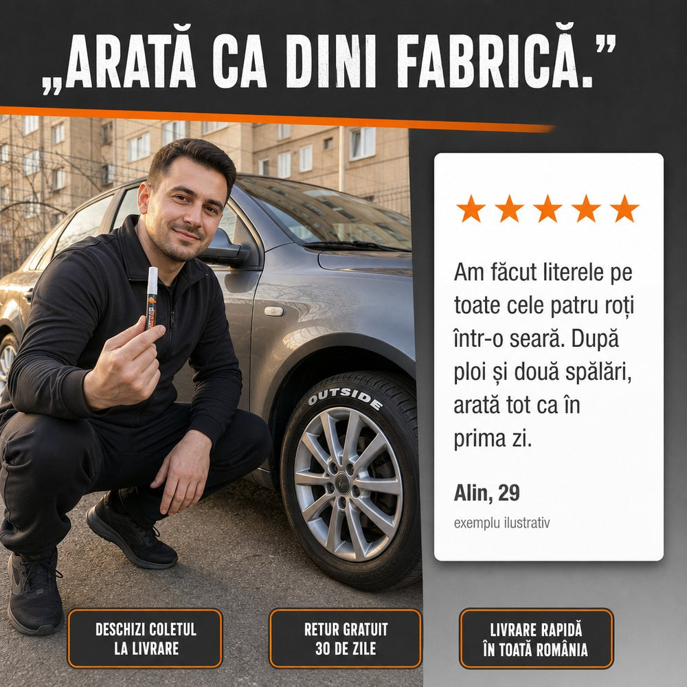Marker pentru anvelope. Scris rezistent la apă și spălări