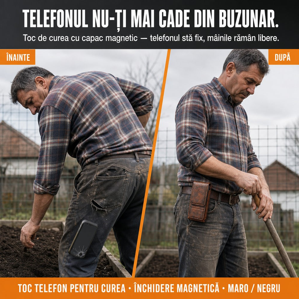 Borsetă de curea pentru telefon din piele.