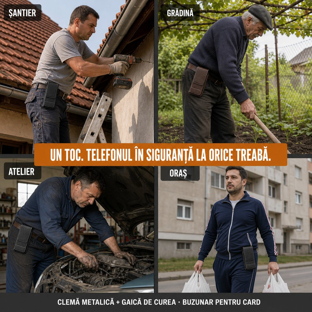 Borsetă de curea pentru telefon din piele.