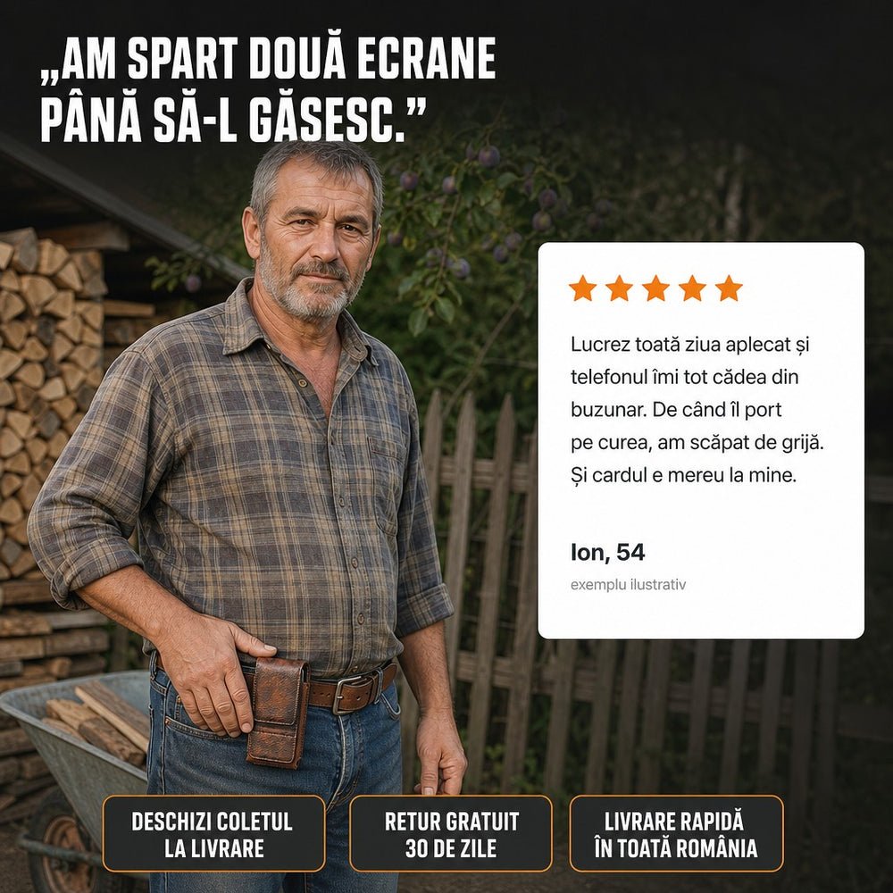 Borsetă de curea pentru telefon din piele.