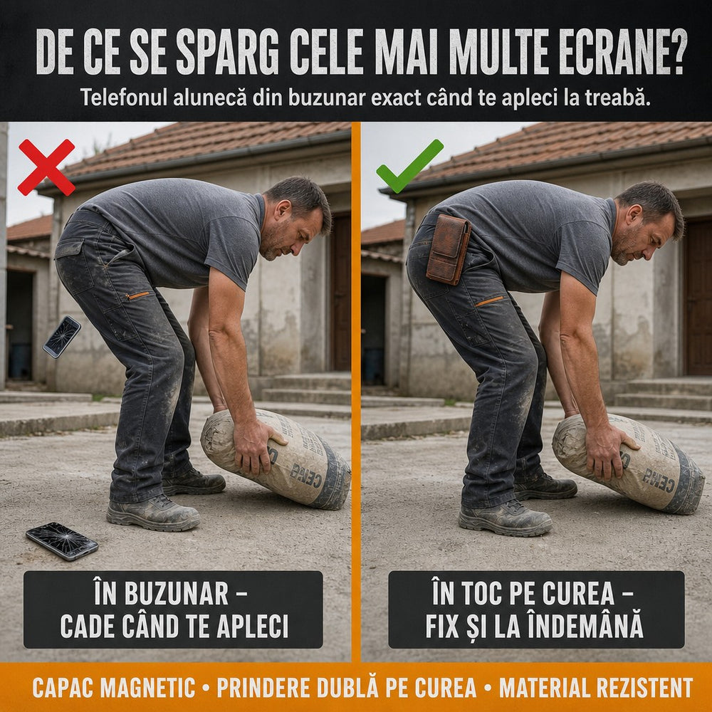 Borsetă de curea pentru telefon din piele.