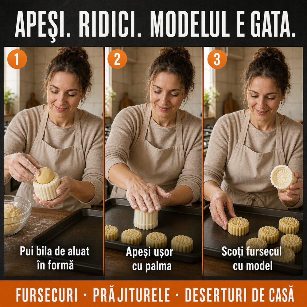 Formă de presat biscuiți cu 2 modele.