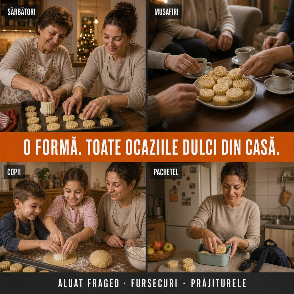 Formă de presat biscuiți cu 2 modele.