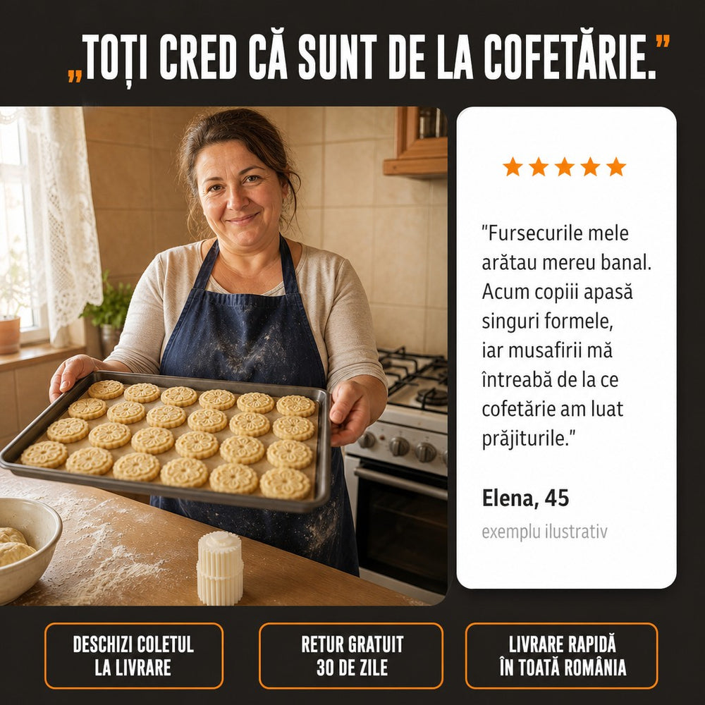 Formă de presat biscuiți cu 2 modele.