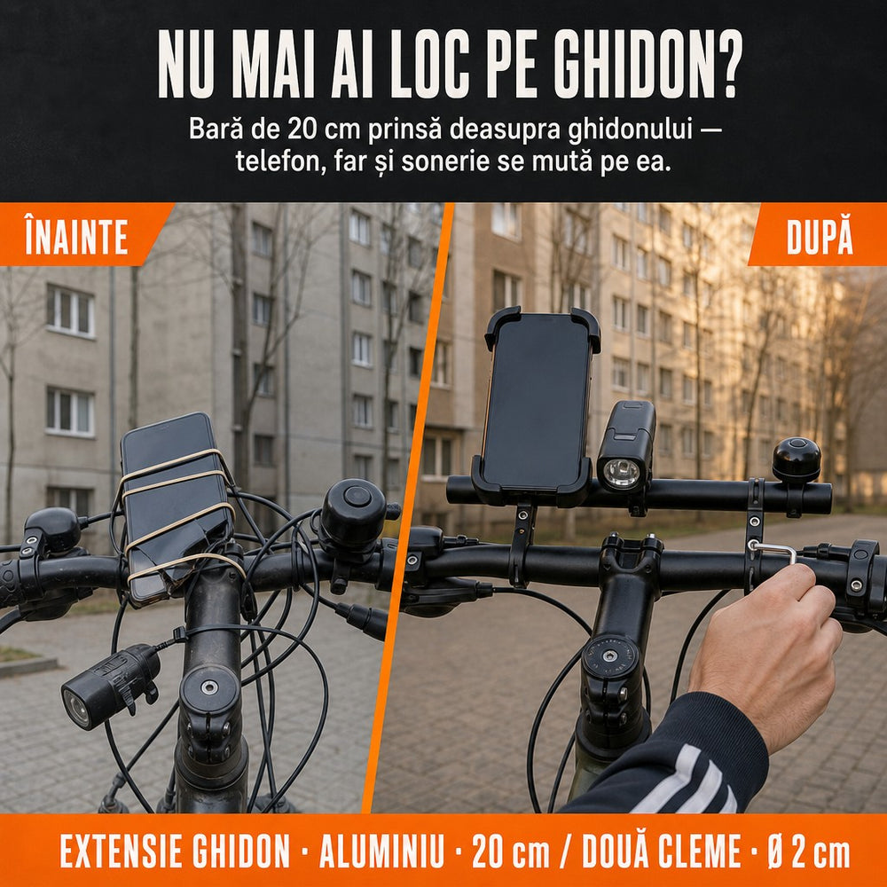 Extensie ghidon bicicletă din aluminiu