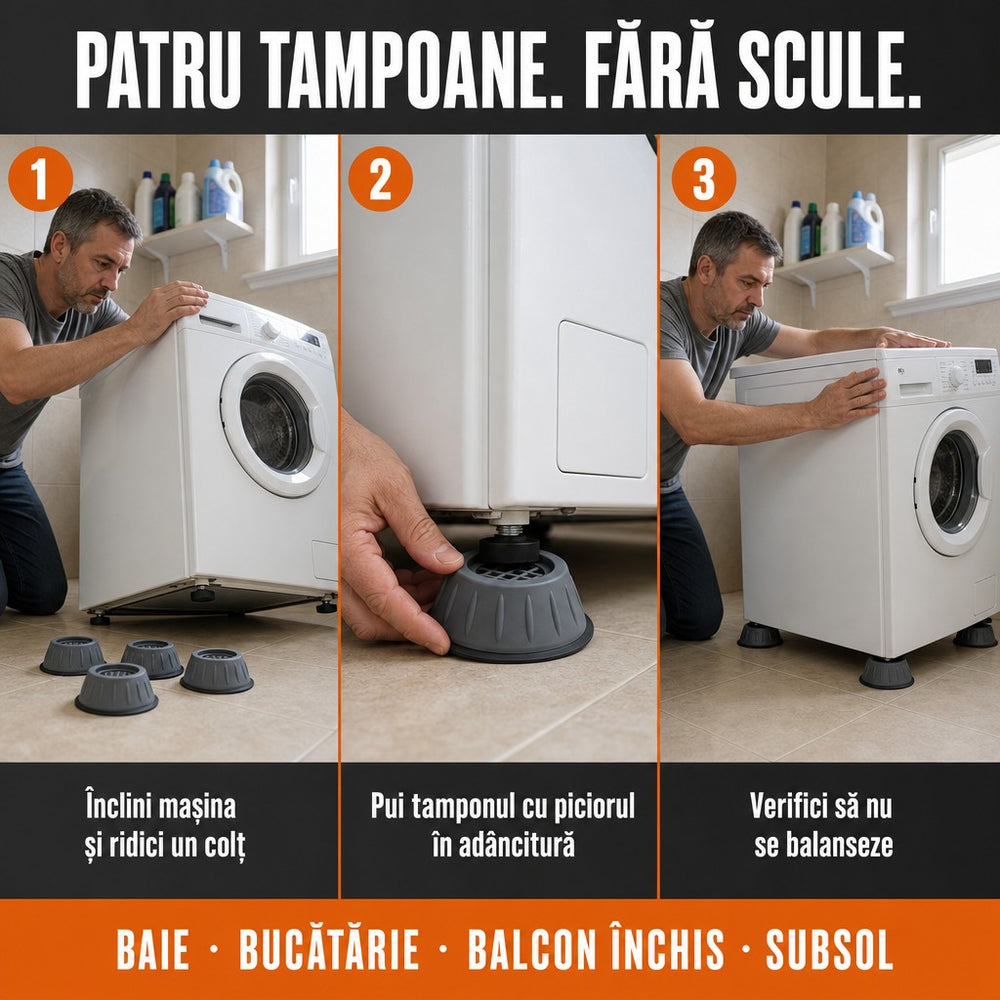 Set 4 suporți antivibrații pentru mașina de spălat