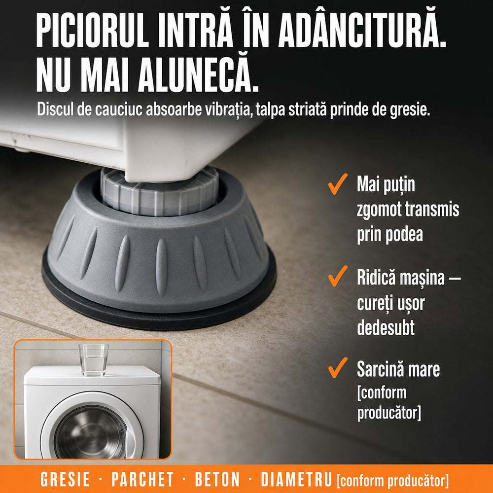 Set 4 suporți antivibrații pentru mașina de spălat